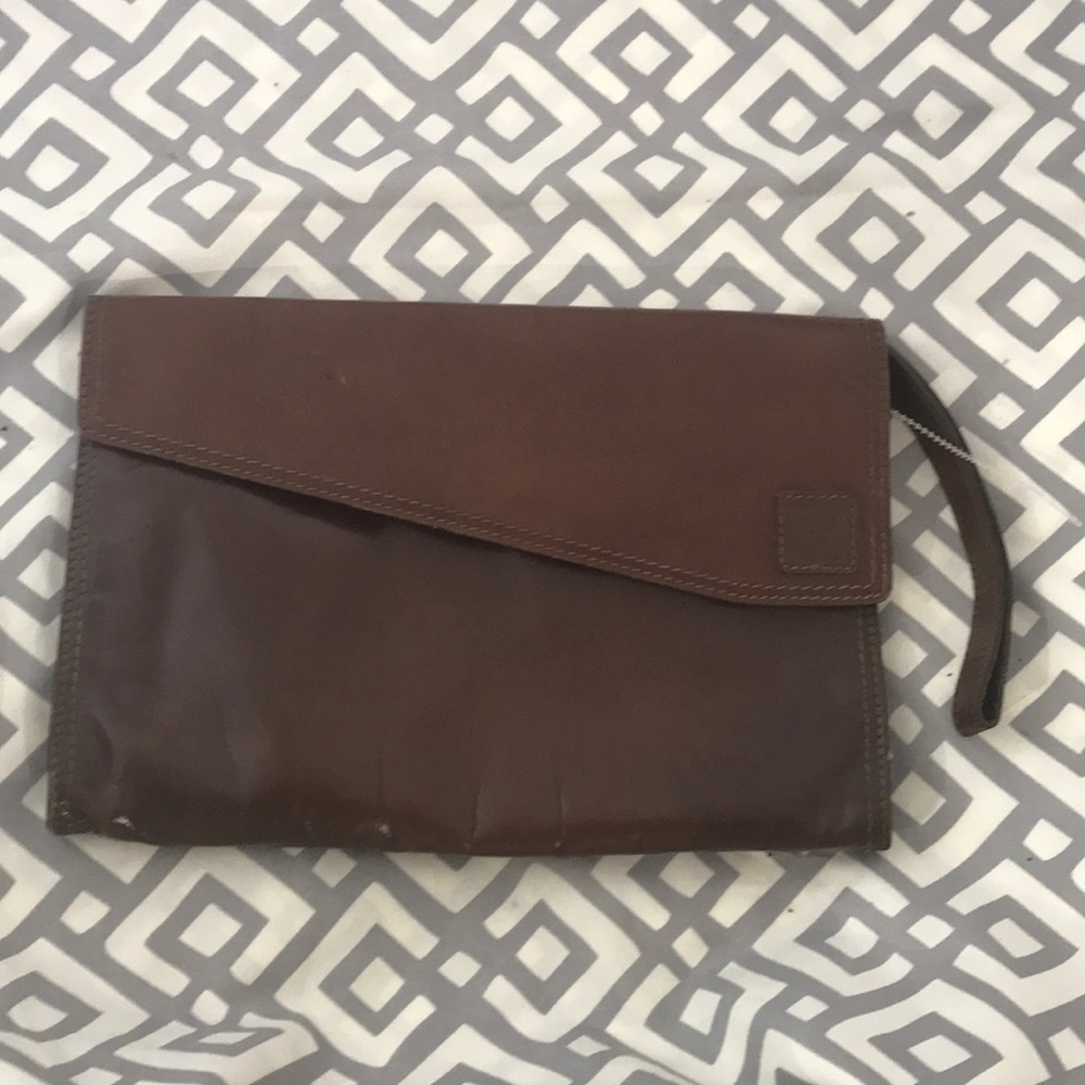 Anne Klein leather clutch with wristlet handle
